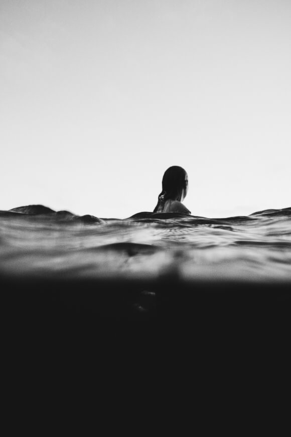Woman with head just above water
